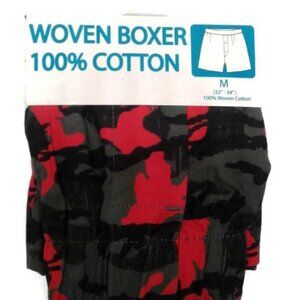 Men's S 28 30 woven boxer shorts underwear camo Green Black Red NEW